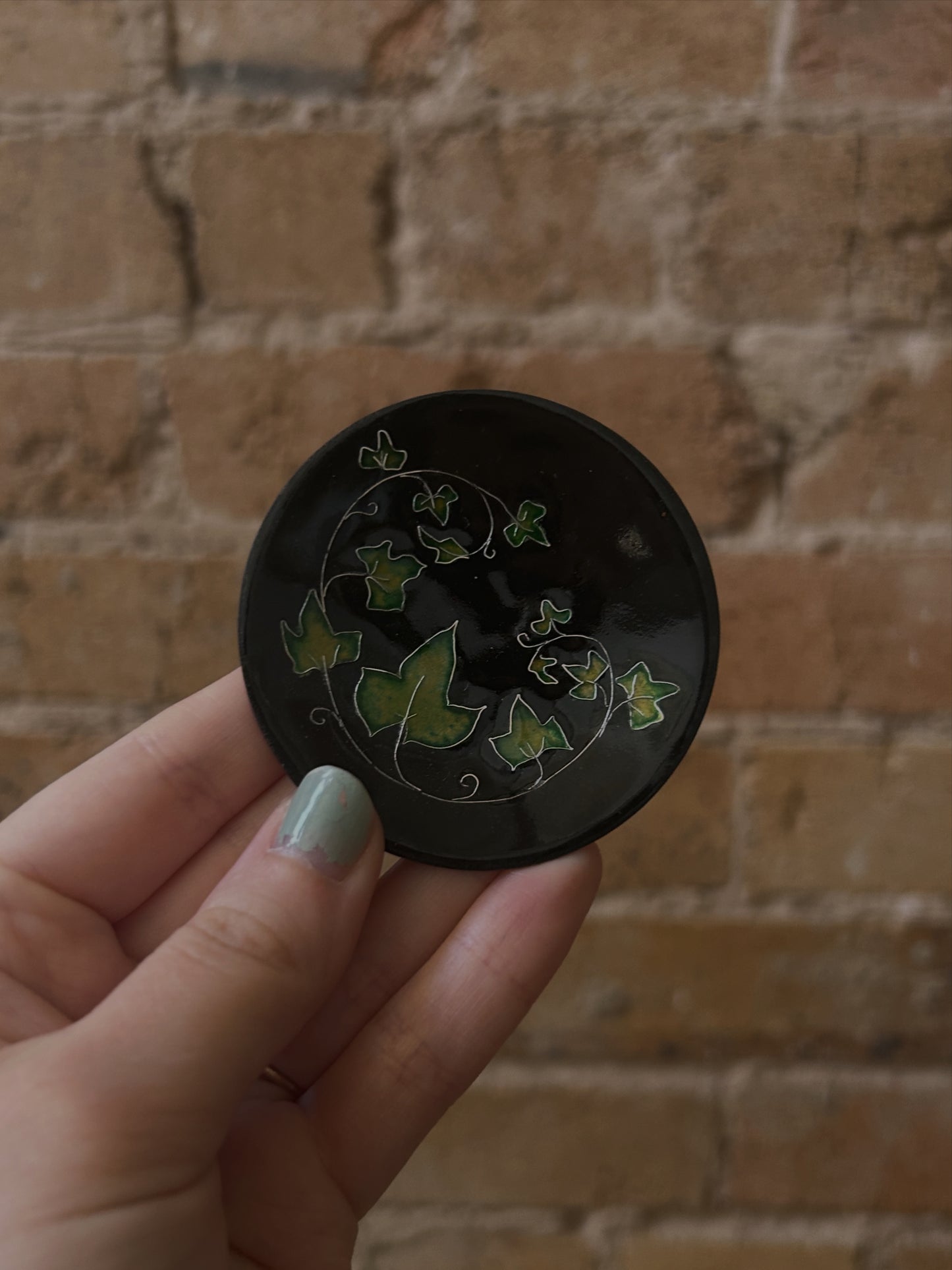 Ivy Enameled Trinket Dish