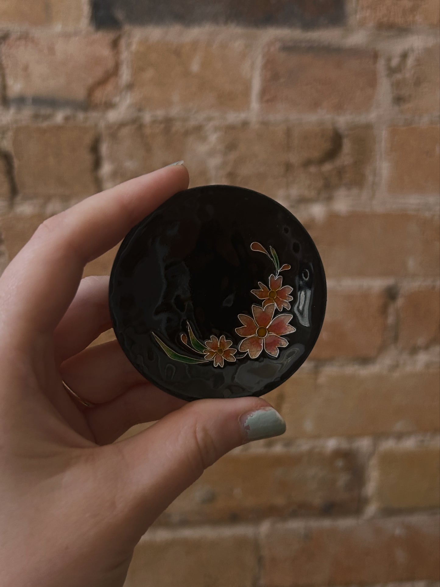 Cherry Blossom Enameled Trinket Dish