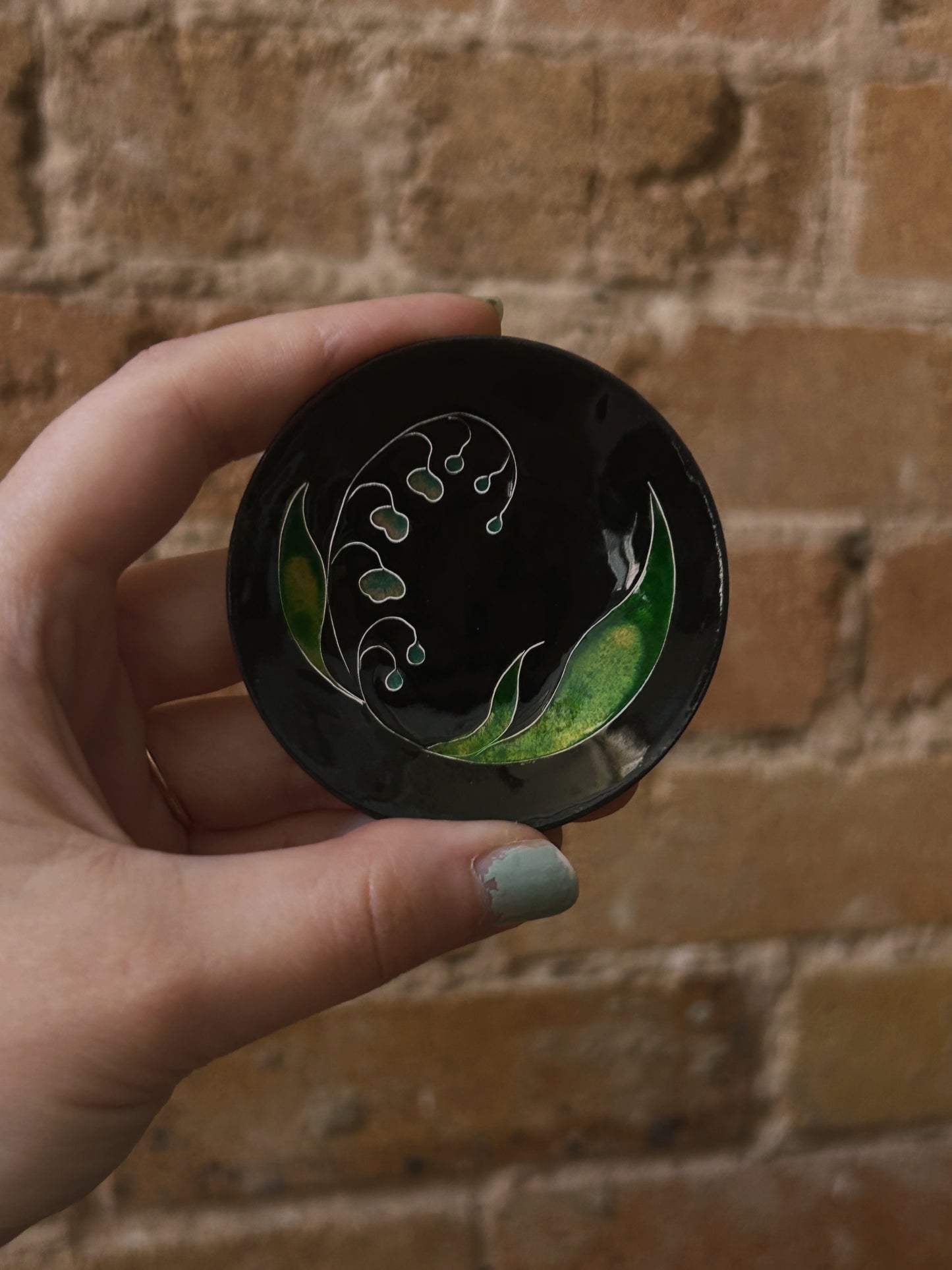 Lily of the Valley Enameled Trinket Dish