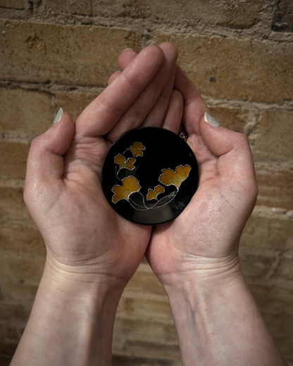 Ginkgo Leaf Enameled Trinket Dish