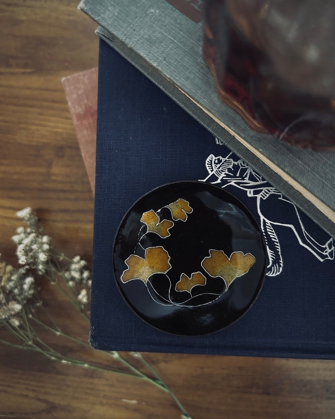 Ginkgo Leaf Enameled Trinket Dish