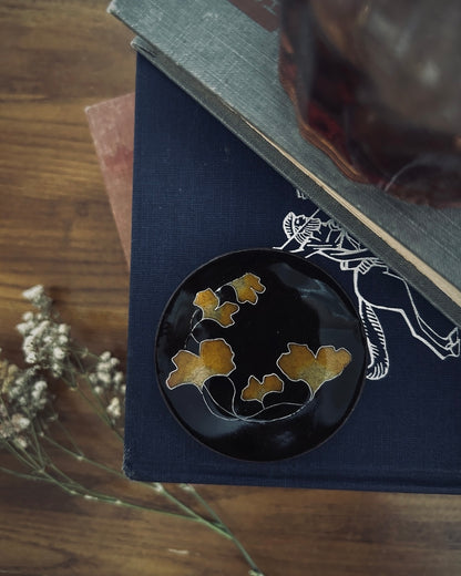 Ginkgo Leaf Enameled Trinket Dish