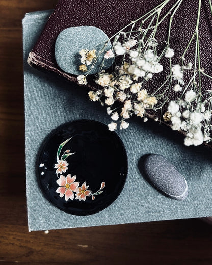 Cherry Blossom Enameled Trinket Dish