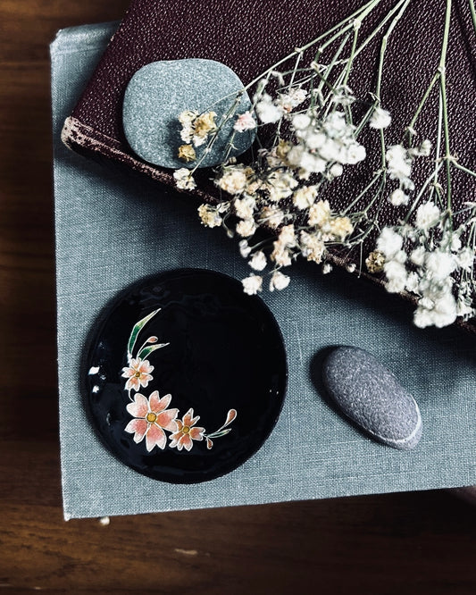 Cherry Blossom Enameled Trinket Dish
