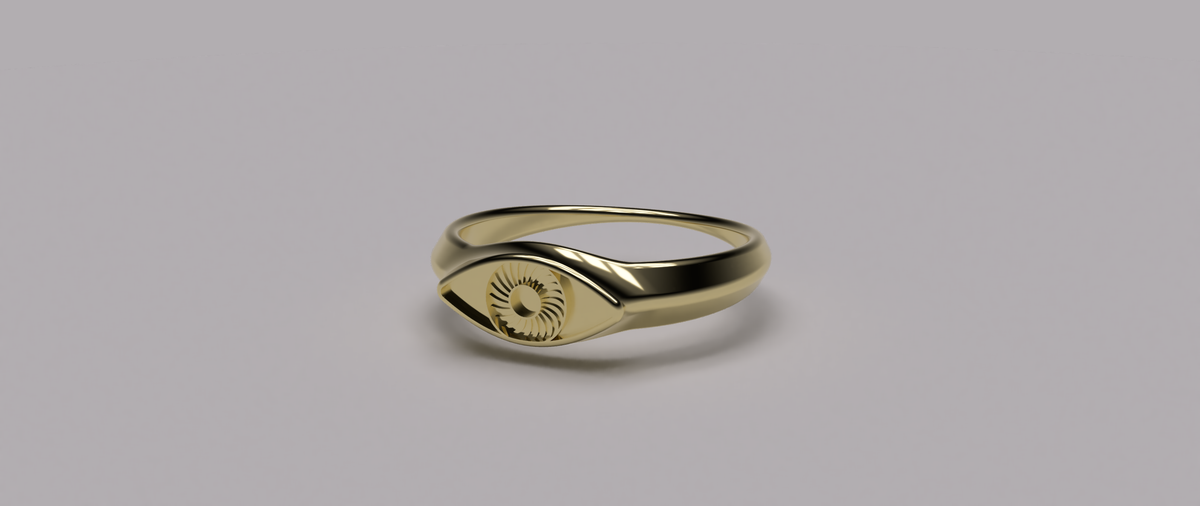 Lover's Eye 18K Gold Signet Ring | Custom Handmade Eye Ring