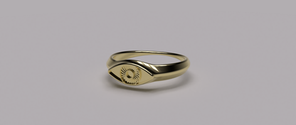 Lover's Eye 18K Gold Signet Ring | Custom Handmade Eye Ring